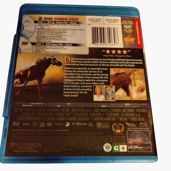 Disney Secretariat Blu ray DVD 2 Disc Set 2010 Combo Pack - Picture 2 of 5